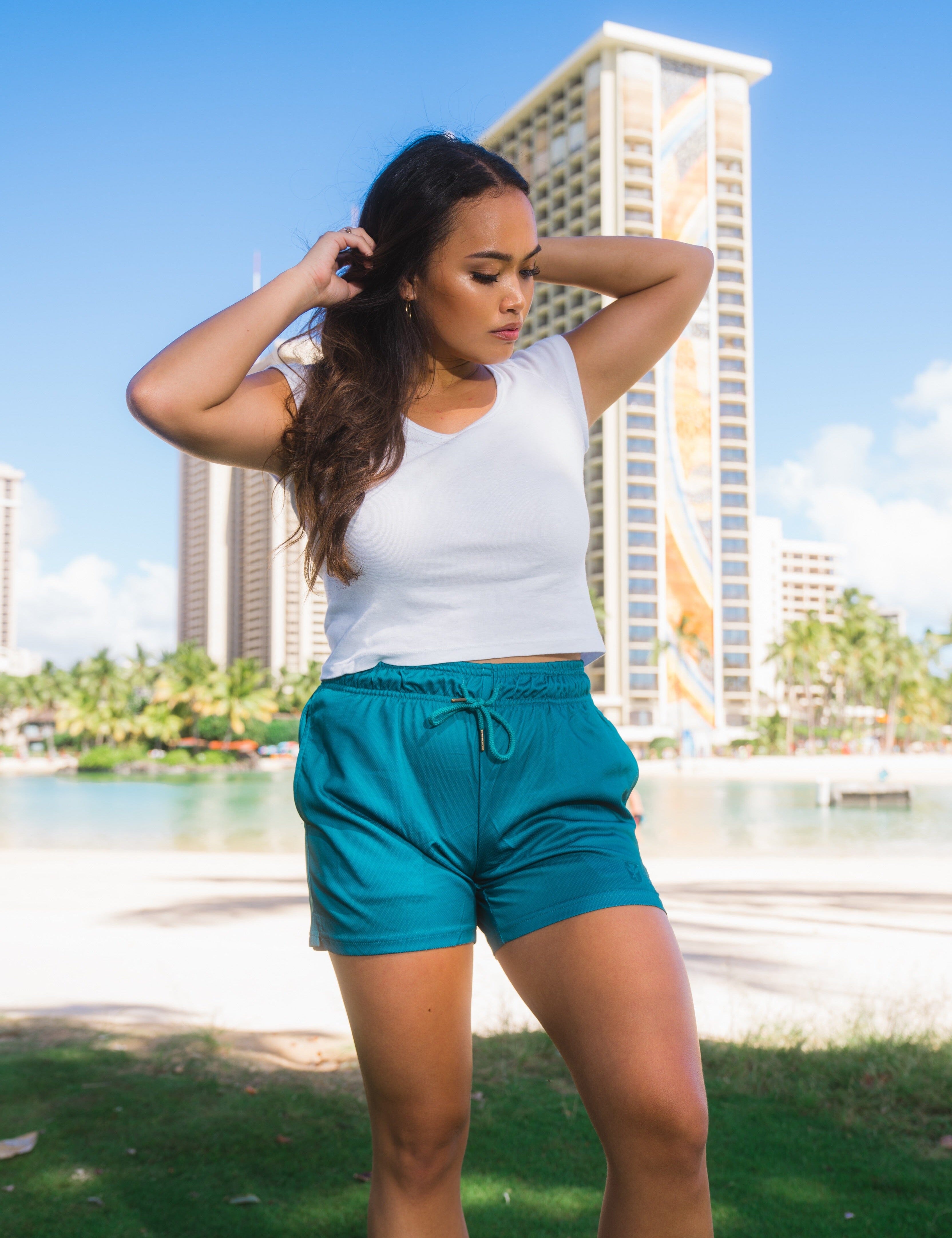 WOMEN'S DARK GREEN MESH SHORTS Shorts Hawaii's Finest X-SMALL 