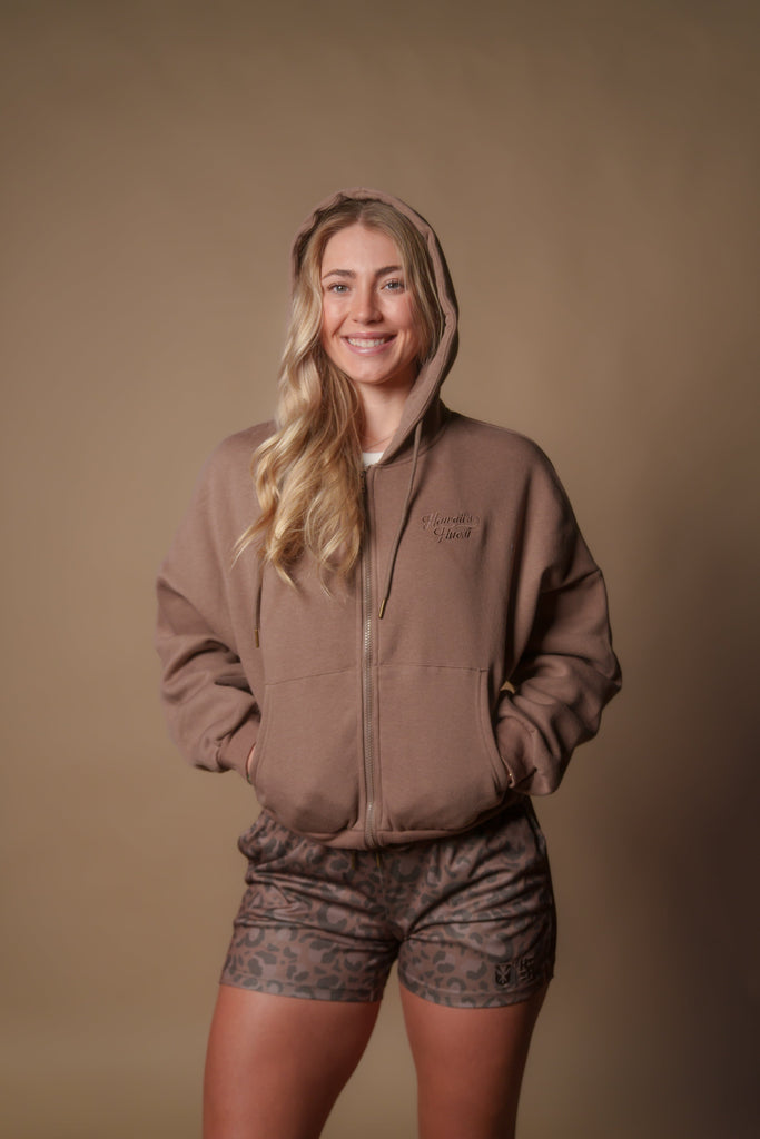 WOMEN'S DARK TAUPE SLOUCH HOODIE Jacket Hawaii's Finest X-SMALL 