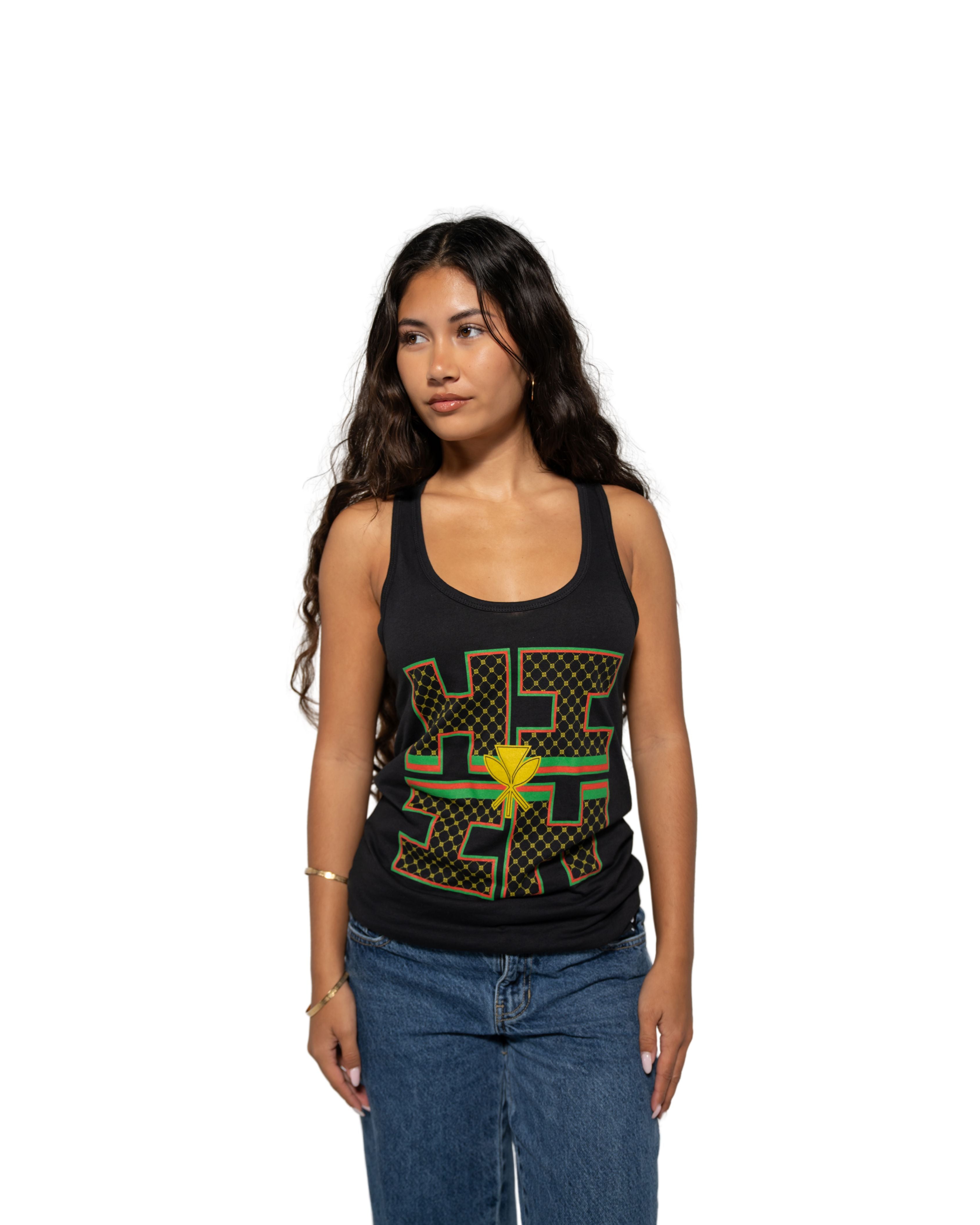 WOMEN'S DESIGNER LOGO RASTA TOP Shirts Hawaii's Finest SMALL 