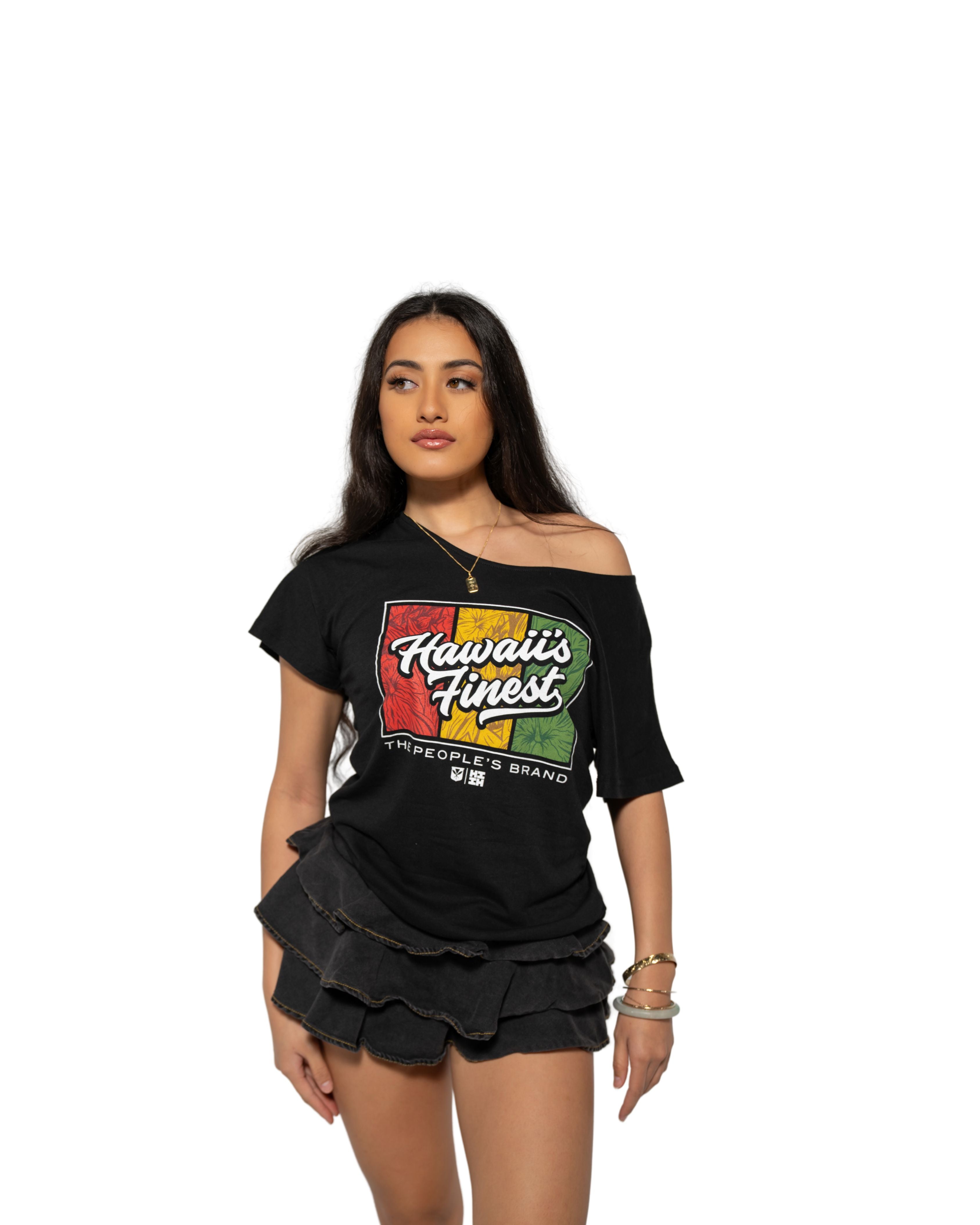 WOMEN'S FLORAL TRI COLOR RASTA TOP Shirts Hawaii's Finest SMALL 