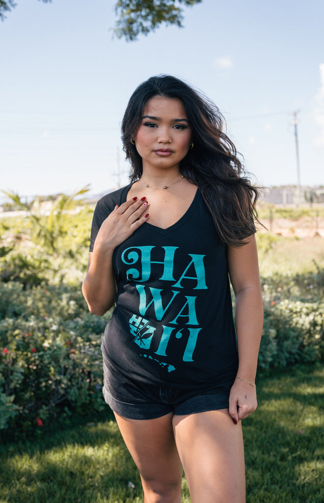 WOMEN'S HAWAII TEAL TOP Shirts Hawaii's Finest 