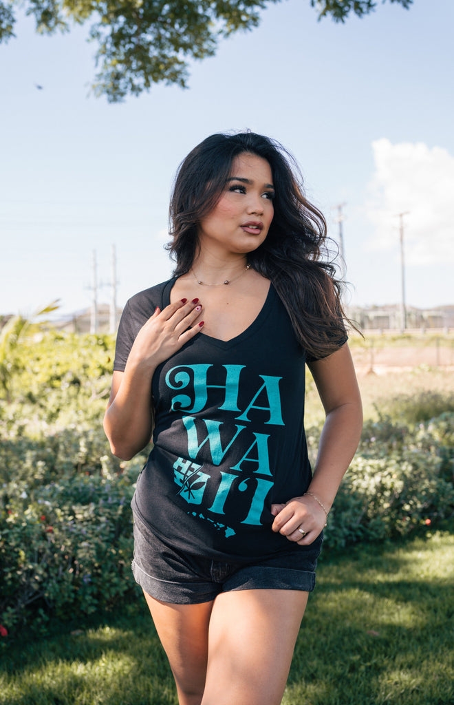 WOMEN'S HAWAII TEAL TOP Shirts Hawaii's Finest SMALL 