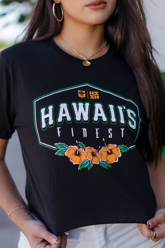 WOMEN'S HIBISCUS CREST ORANGE TOP Shirts Hawaii's Finest 