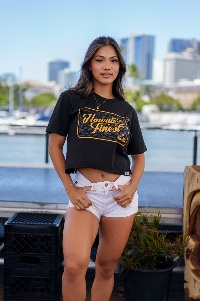 WOMEN'S ISLAND FRAME GOLD TOP Shirts Hawaii's Finest SMALL 