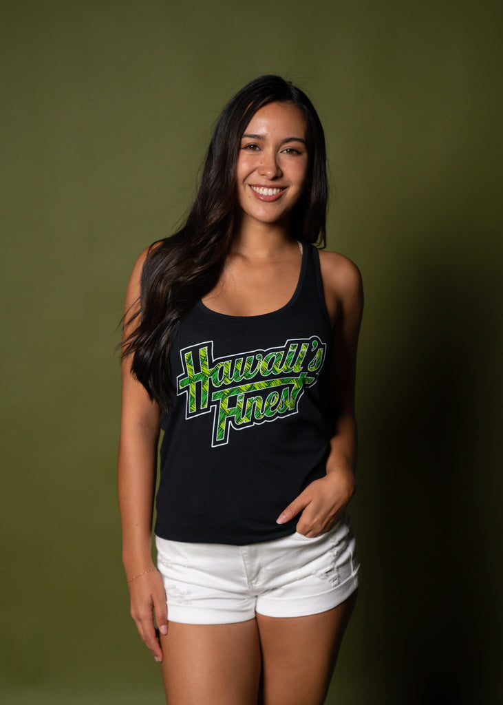 WOMEN'S LAUHALA SCRIPT GREEN TOP Shirts Hawaii's Finest SMALL 