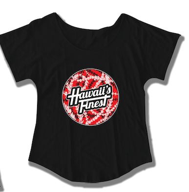 WOMEN'S LEI CIRCLE RED TOP Shirts Hawaii's Finest SMALL 