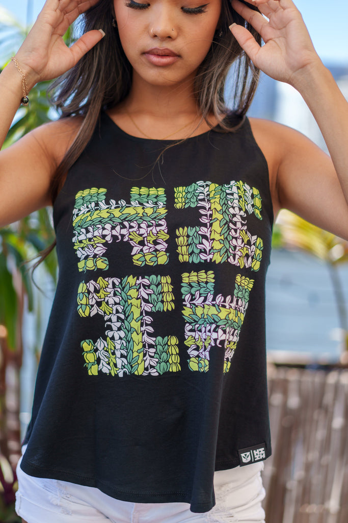WOMEN'S LEI LOGO GREENS TOP Shirts Hawaii's Finest 