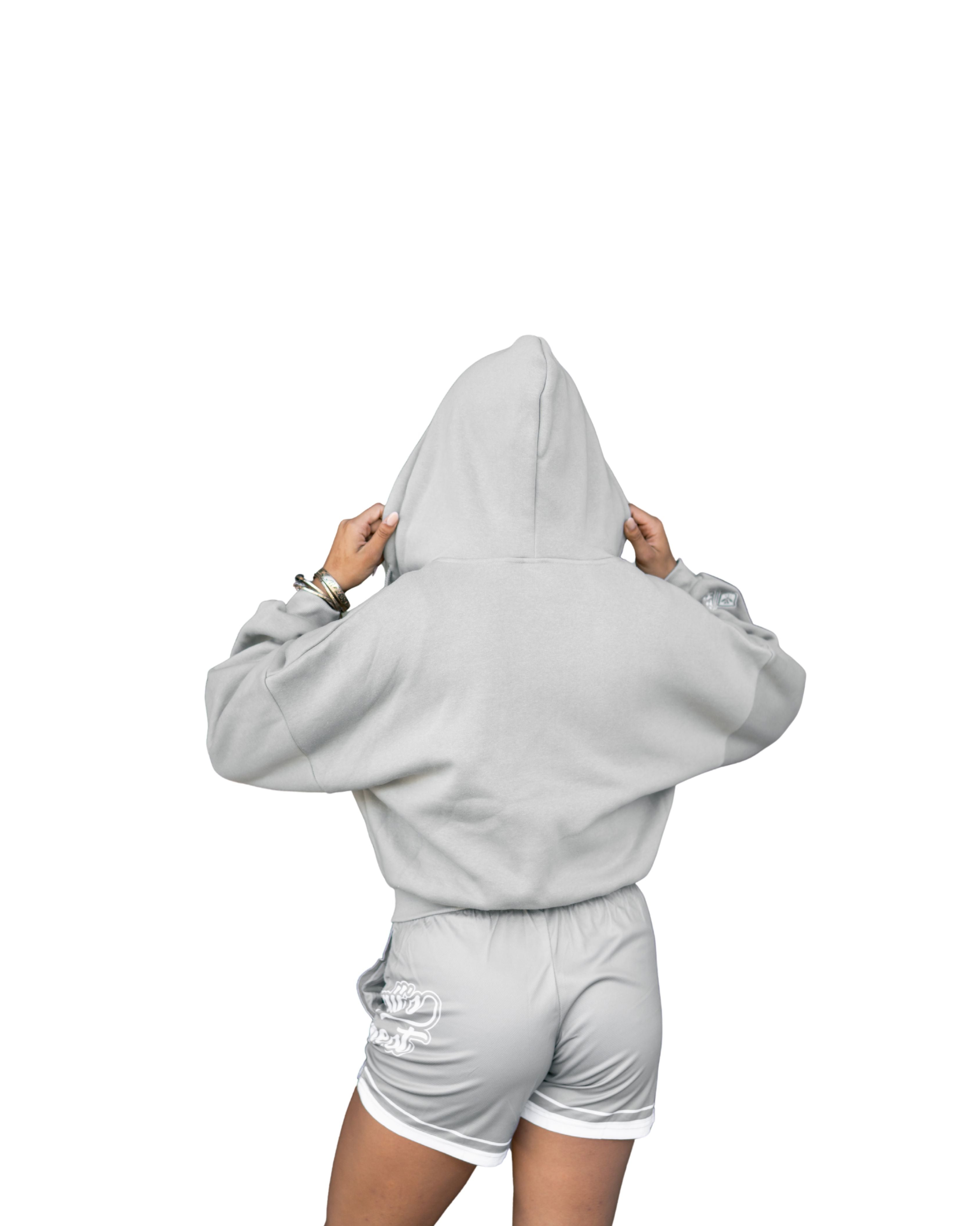 WOMEN'S LIGHT GRAY SCRIPT SLOUCH HOODIE Jacket Hawaii's Finest 