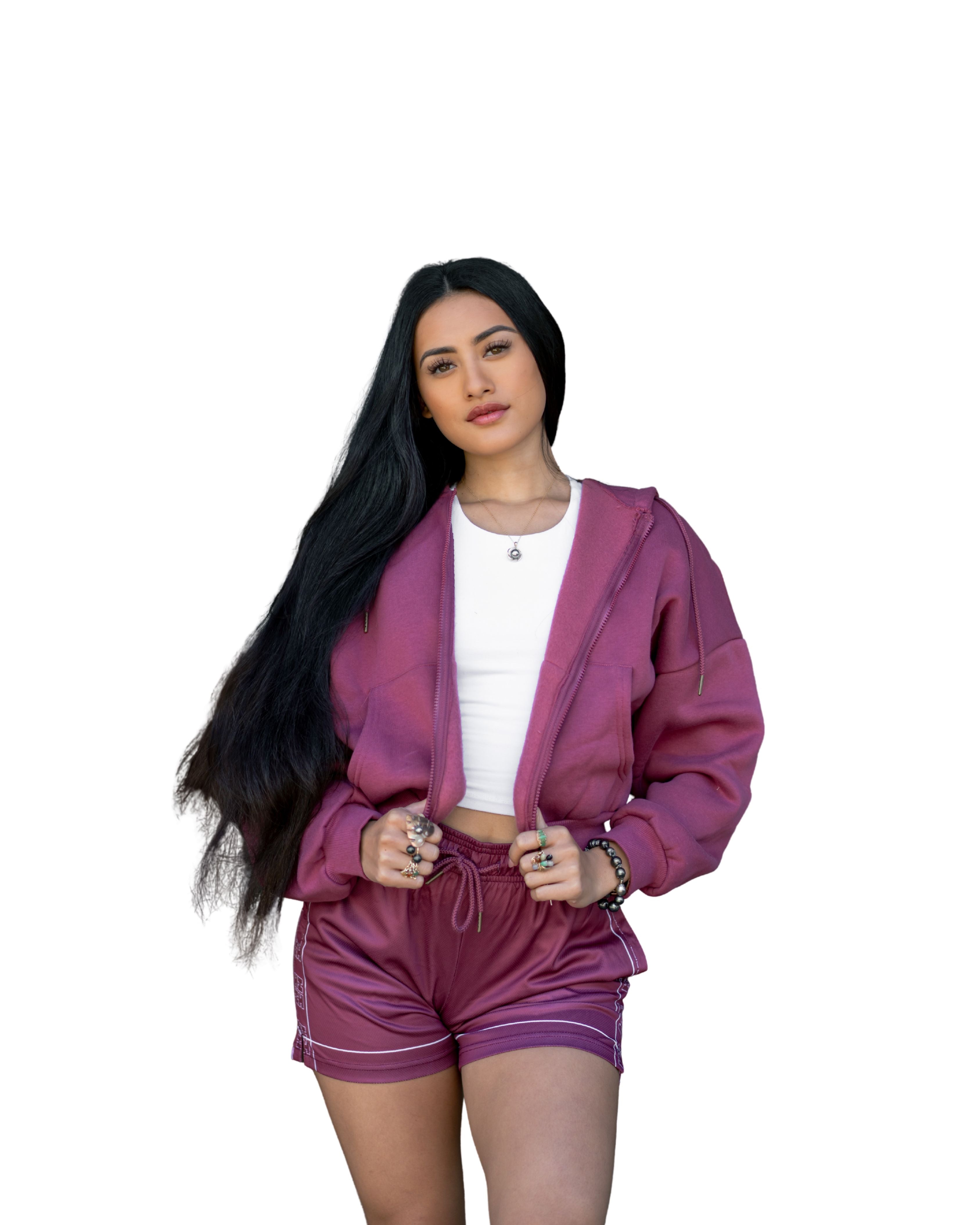 WOMEN'S MAUVE HIFI SLOUCH HOODIE Jacket Hawaii's Finest 