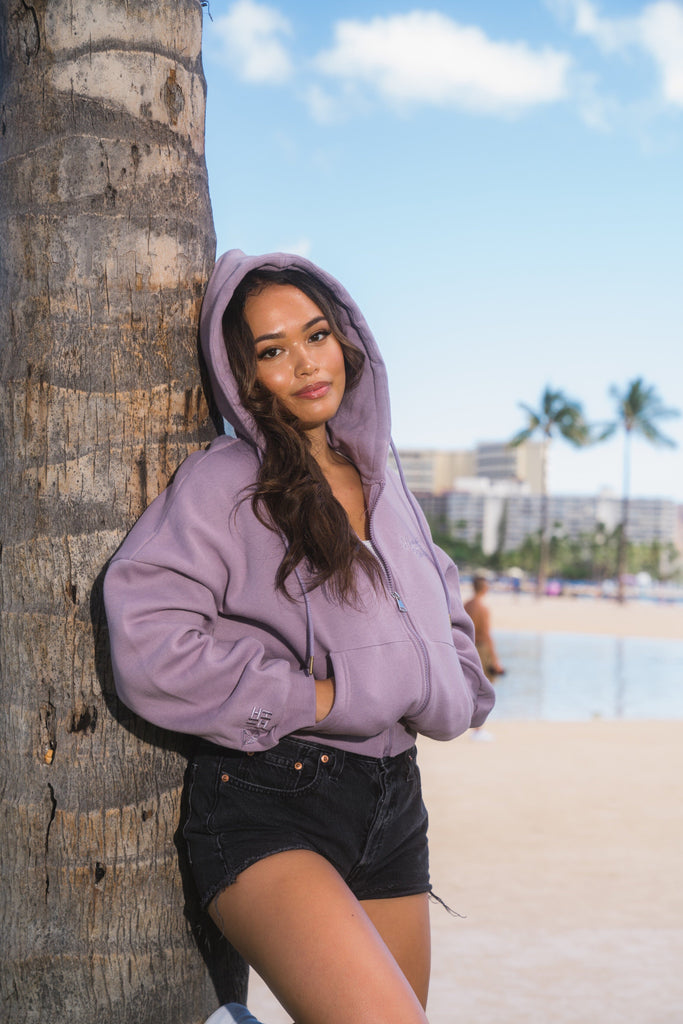 WOMEN'S MAUVE PURPLE SLOUCH HOODIE Jacket Hawaii's Finest 