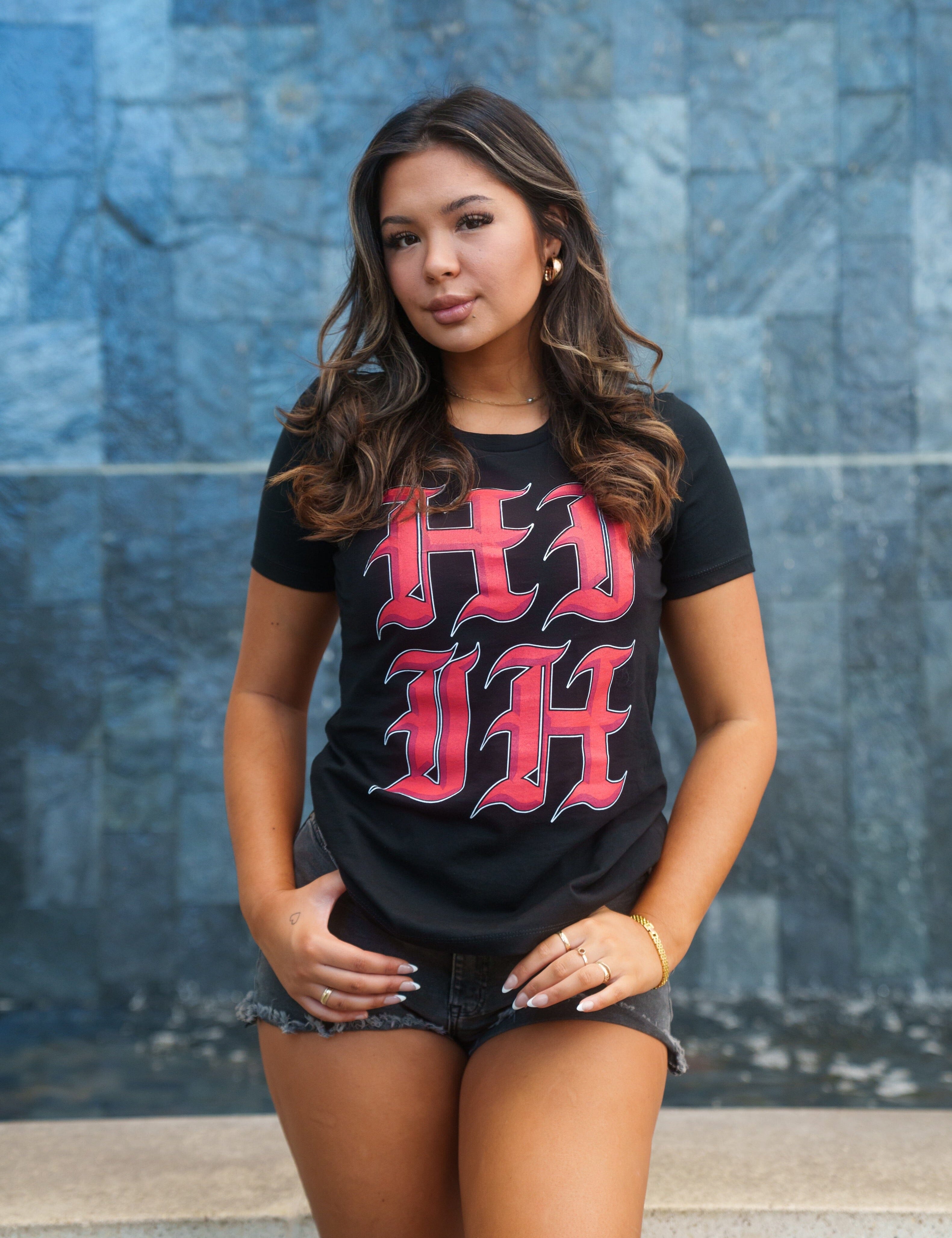 WOMEN'S OE LOGO RED TOP Shirts Hawaii's Finest SMALL 