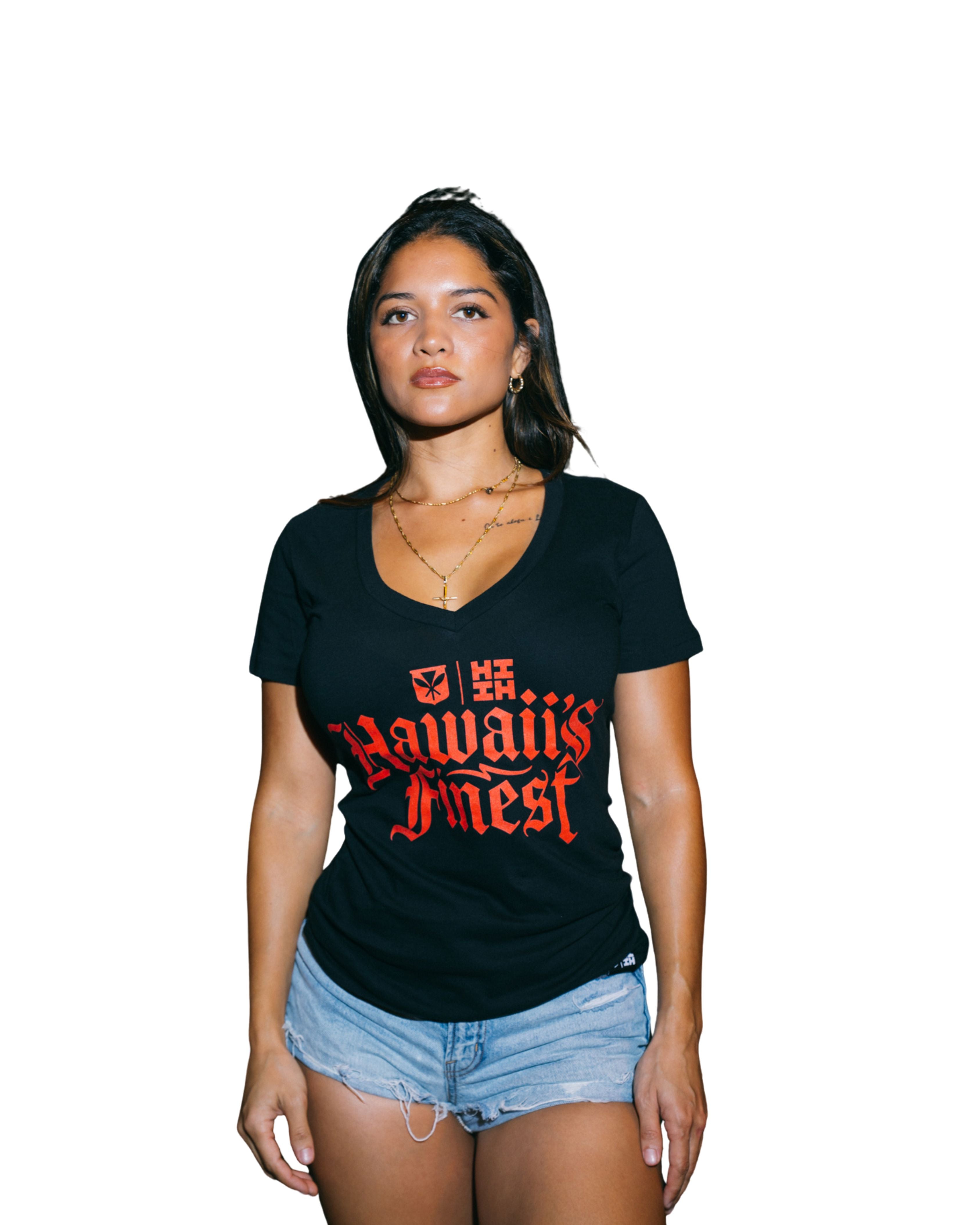 WOMEN'S OLD ENGLISH RED TOP Shirts Hawaii's Finest SMALL 