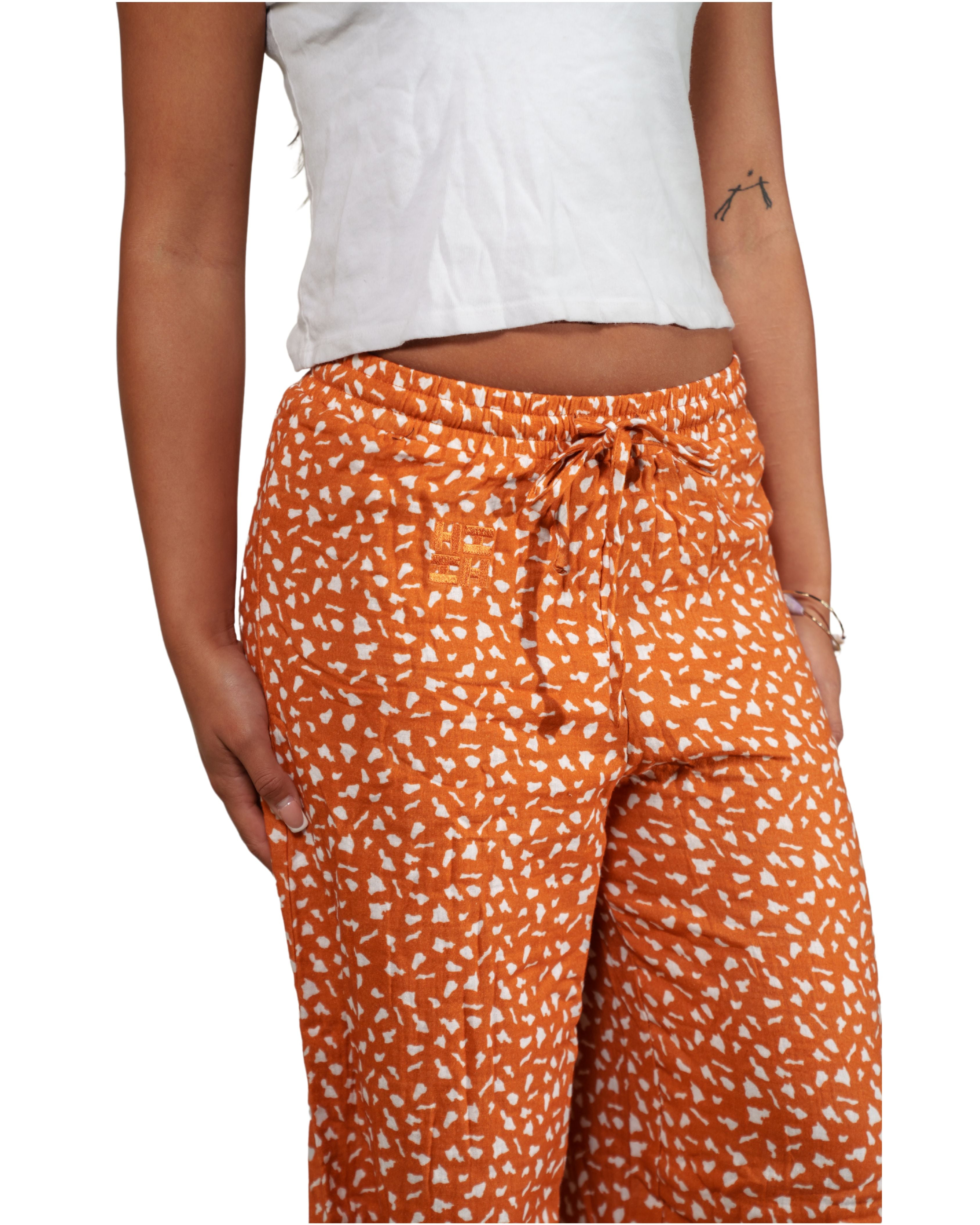 WOMEN'S ORANGE ISLANDS FLOWY PANTS Shirts Hawaii's Finest 