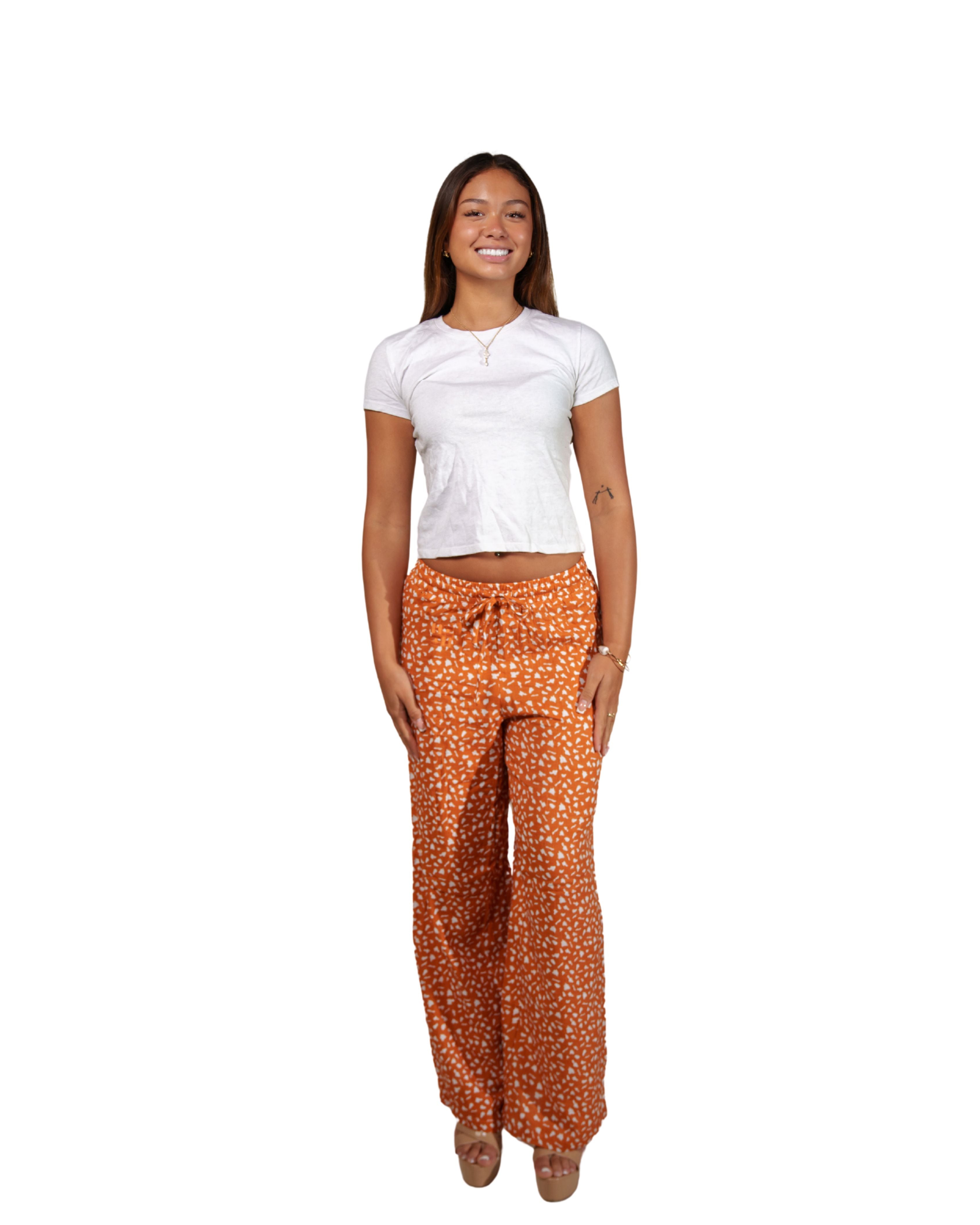 WOMEN'S ORANGE ISLANDS FLOWY PANTS Shirts Hawaii's Finest X-SMALL 