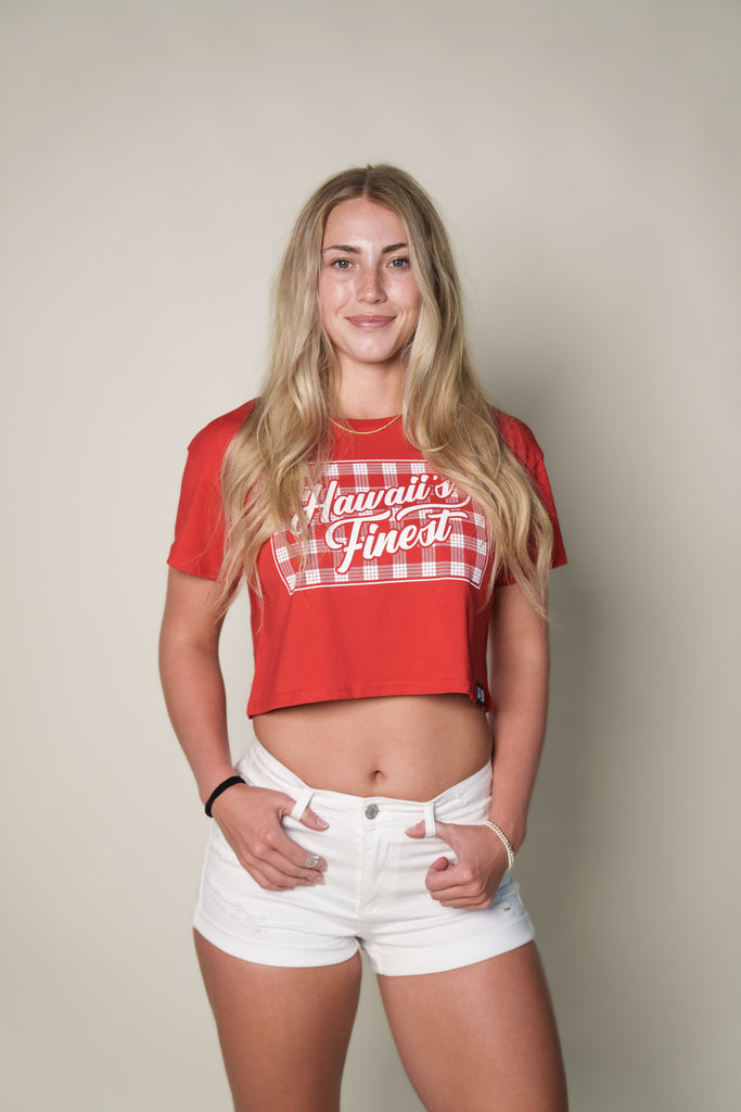 WOMEN'S RED PALAKA TOP Shirts Hawaii's Finest X-SMALL 