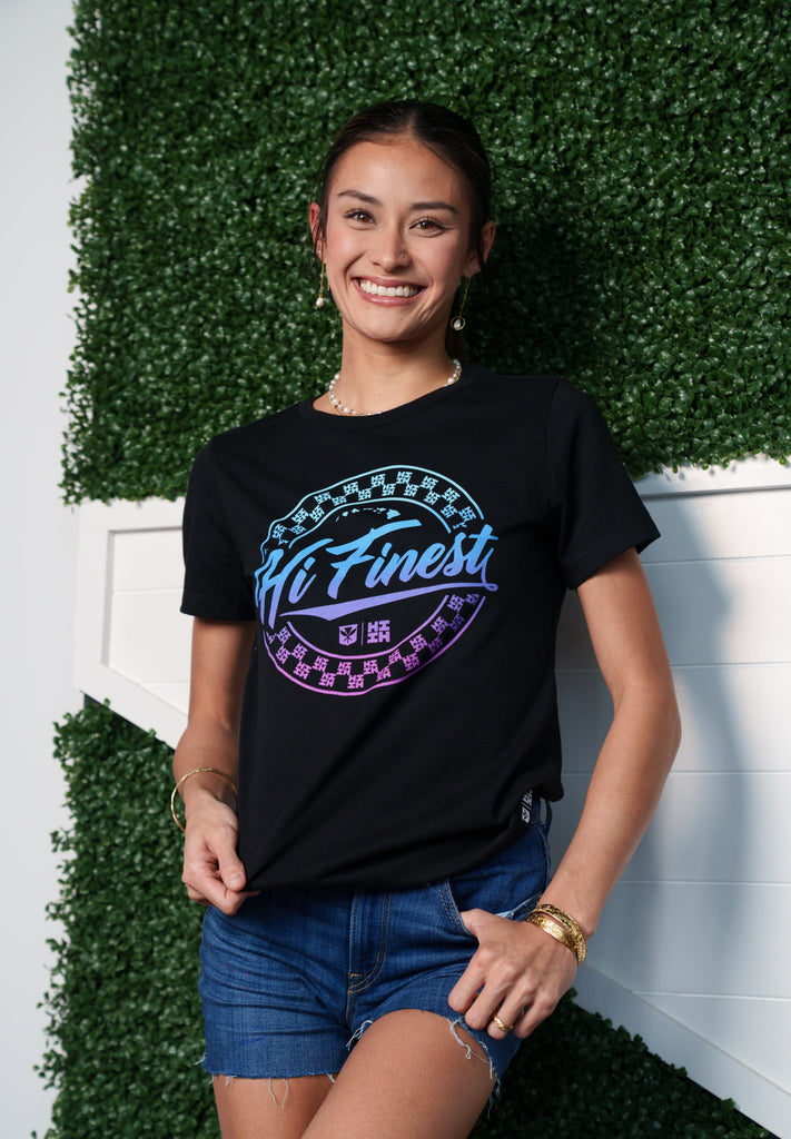 WOMEN'S RETRO CIRCLE BLUE TOP Shirts Hawaii's Finest 