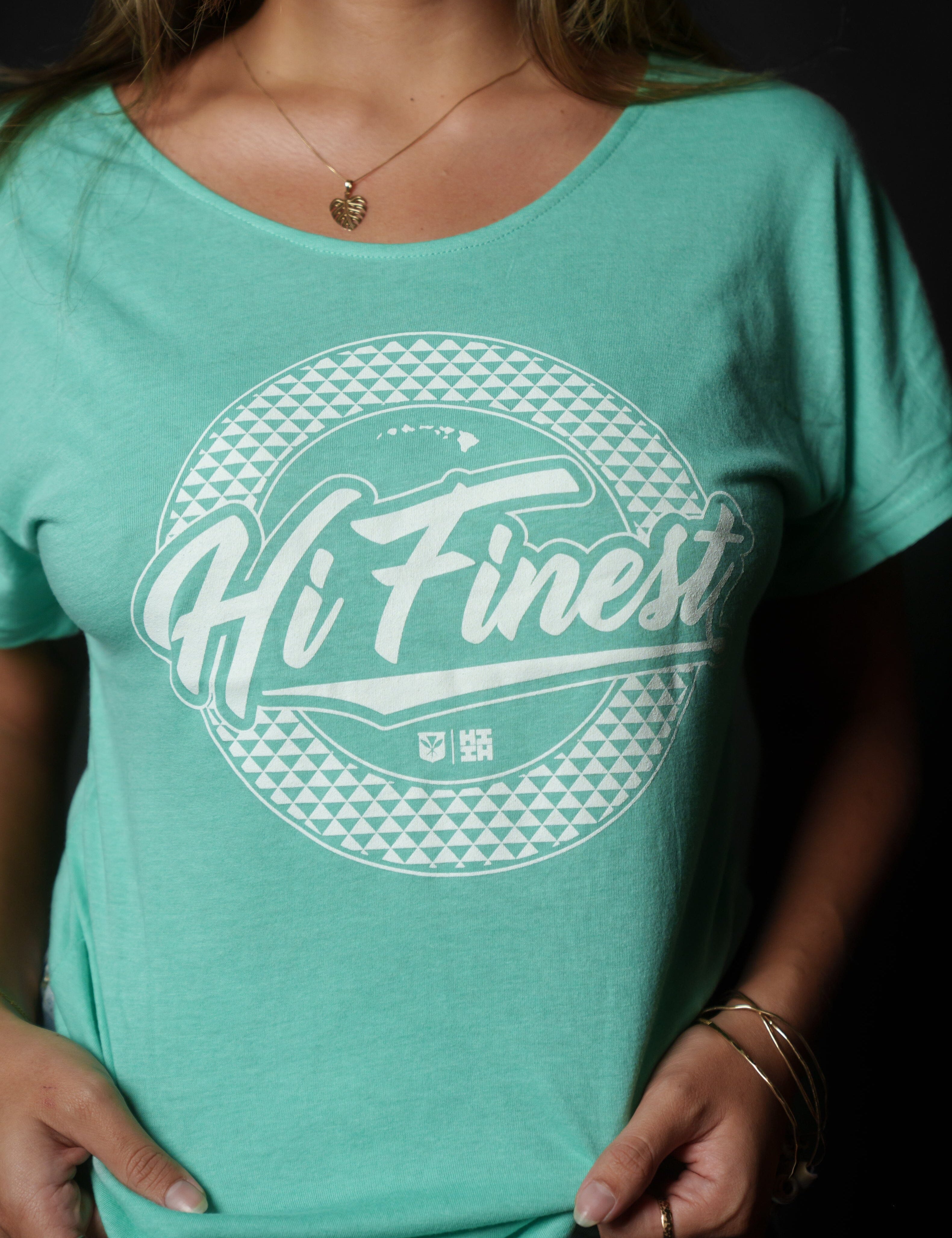 WOMEN'S SCRIPT CIRCLE MINT TOP Shirts Hawaii's Finest 