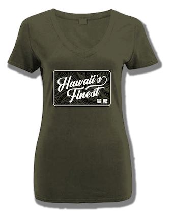 WOMEN'S SCRIPT TRIBAL MILITARY TOP Shirts Hawaii's Finest SMALL 
