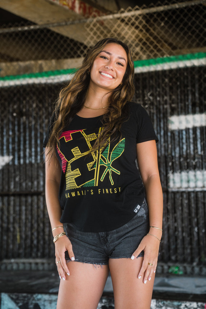 WOMEN'S SPLIT BLOCK TRIBAL RASTA TOP Shirts Hawaii's Finest 