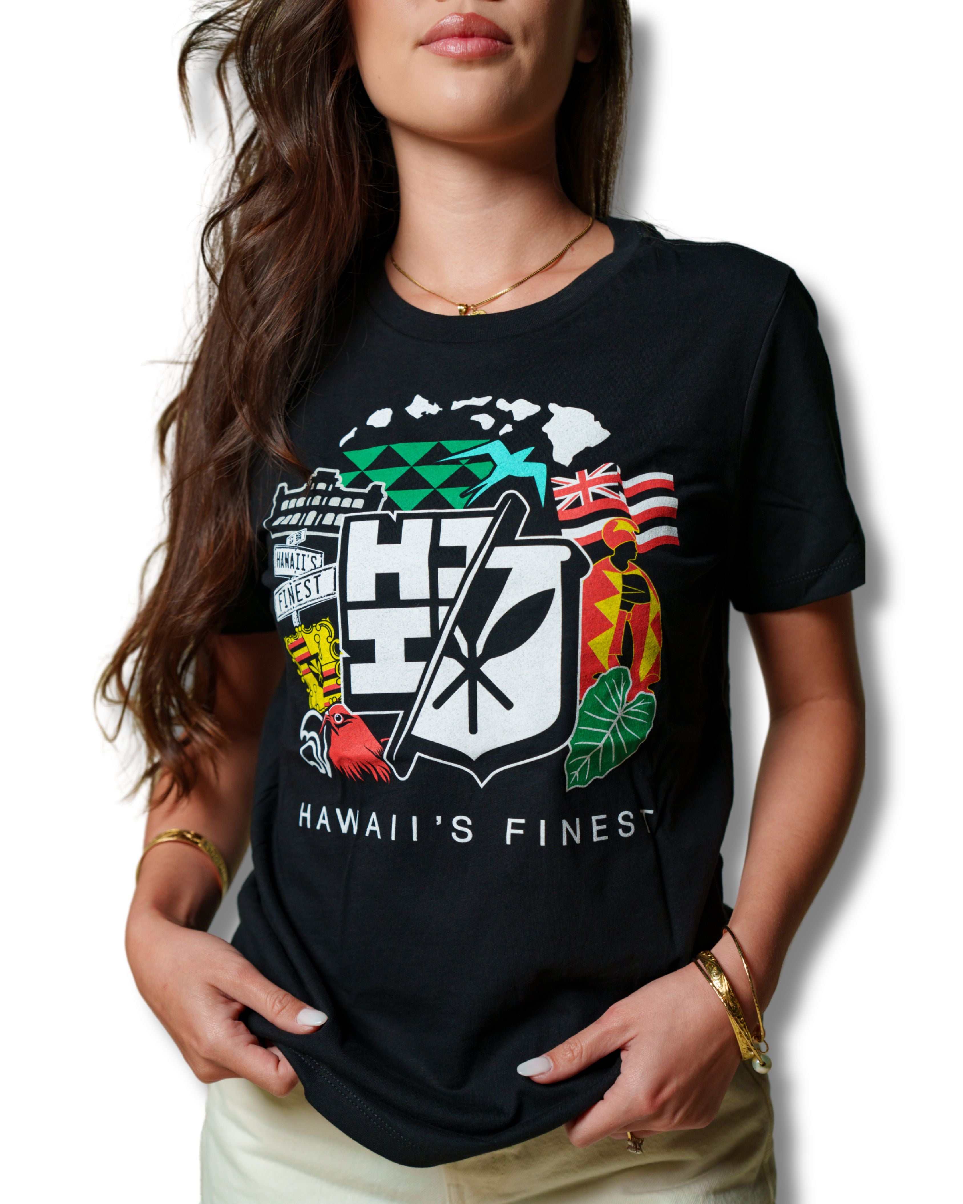 WOMEN'S STICKER COLLAGE COLOR TOP Shirts Hawaii's Finest 