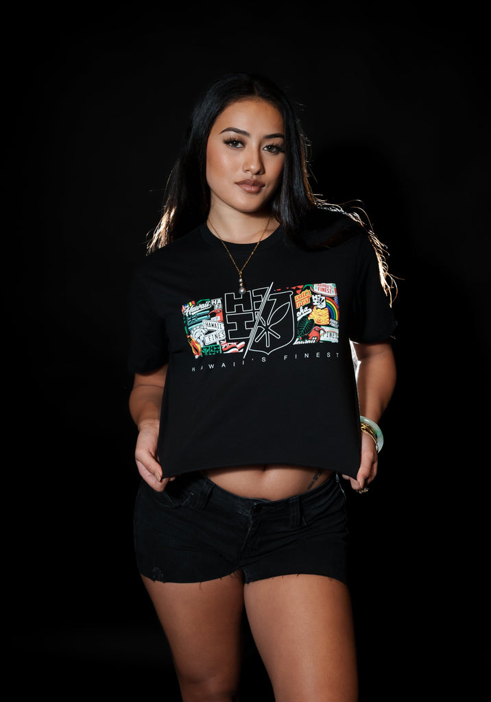 WOMEN'S STICKERBOMB BAND COLOR TOP Shirts Hawaii's Finest 