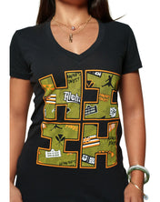 WOMEN'S STREET COLLAGE LOGO ORANGE TOP Shirts Hawaii's Finest 