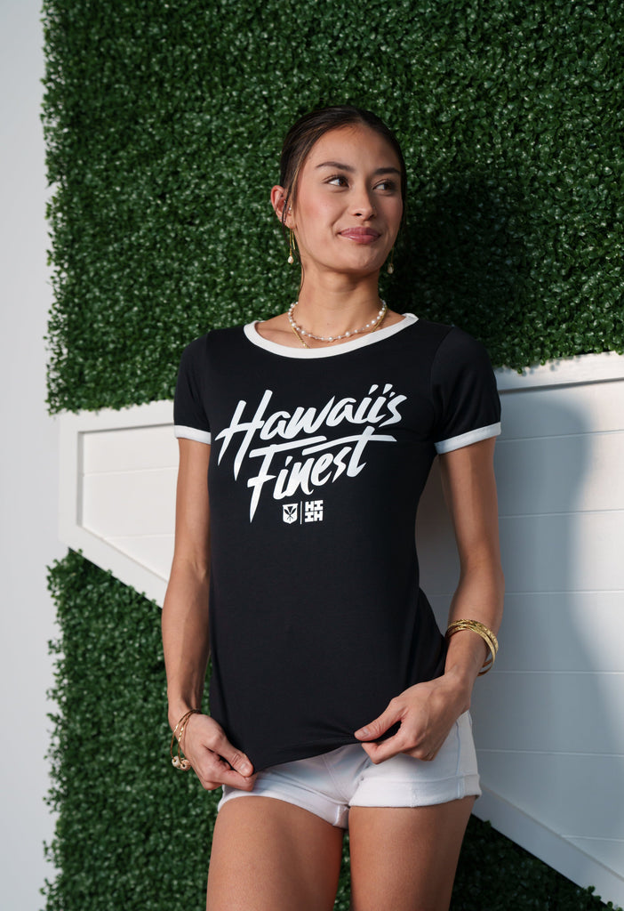 WOMEN'S STREET SCRIPT BW TOP Shirts Hawaii's Finest 