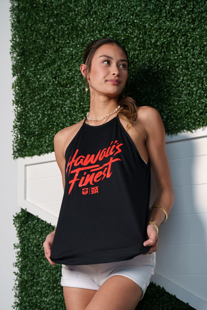 WOMEN'S STREET SCRIPT RED TOP Shirts Hawaii's Finest 