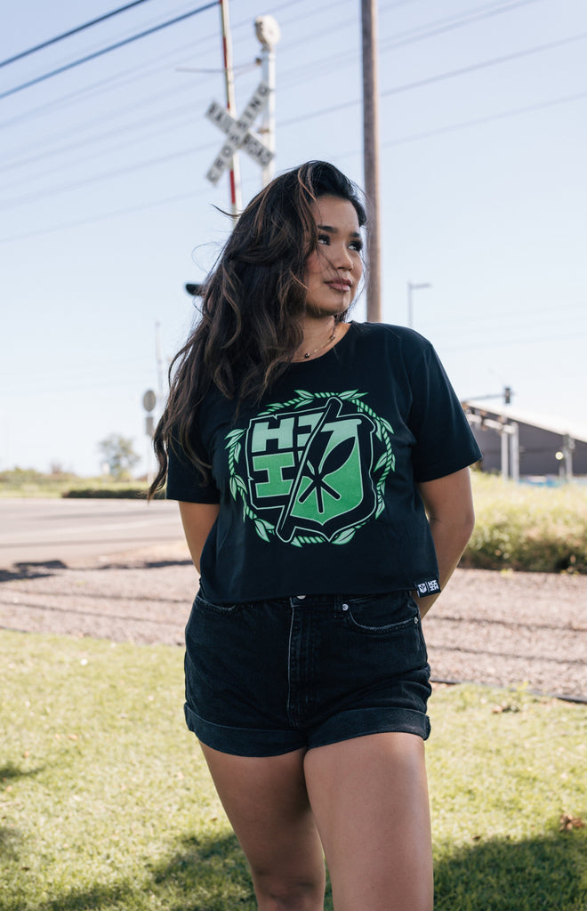 WOMEN'S TI LEAF CIRCLE GREEN TOP Shirts Hawaii's Finest 
