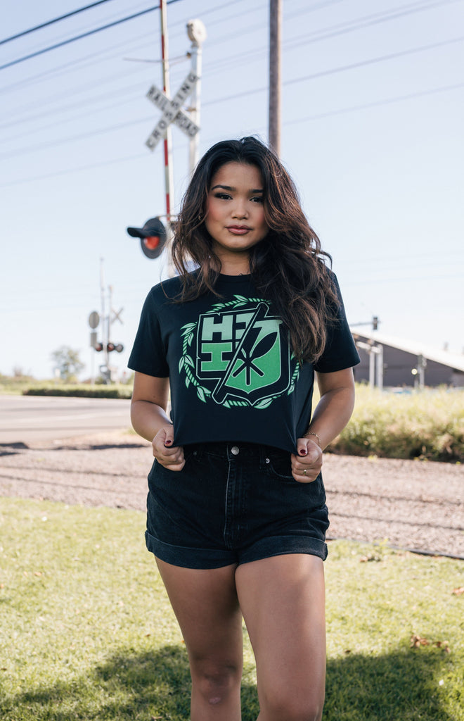 WOMEN'S TI LEAF CIRCLE GREEN TOP Shirts Hawaii's Finest SMALL 