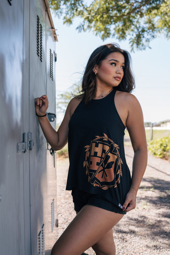 WOMEN'S TI LEAF CIRCLE RUST TOP Shirts Hawaii's Finest SMALL 