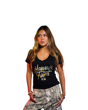 WOMEN'S TREE CAMO SCRIPT GREEN TOP Shirts Hawaii's Finest SMALL 