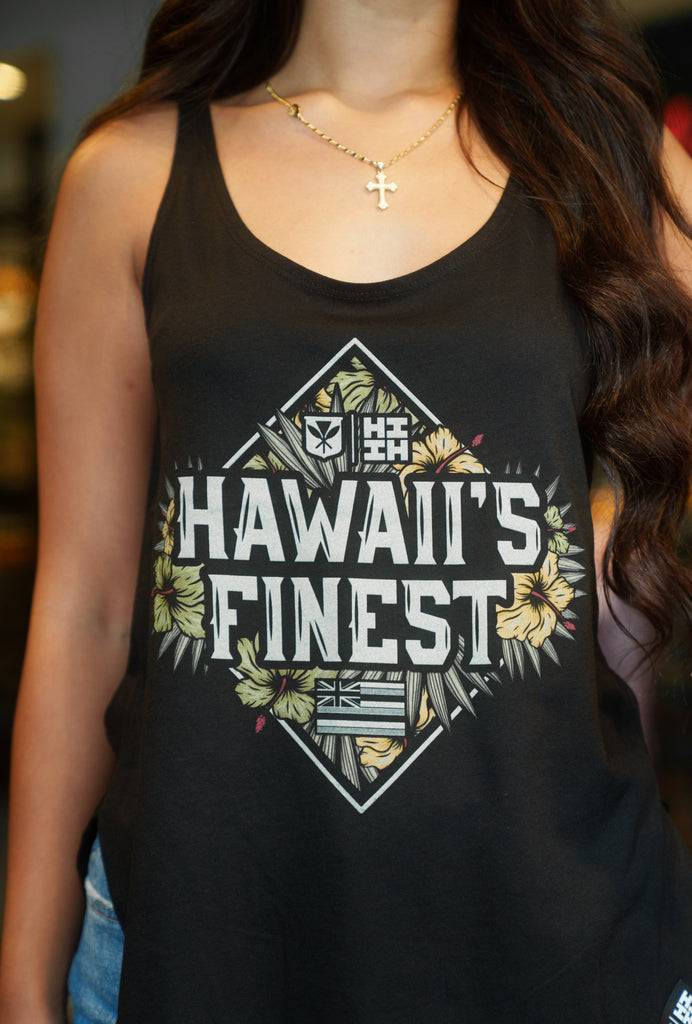 WOMEN'S TROPICAL CREST GOLD TOP Shirts Hawaii's Finest 