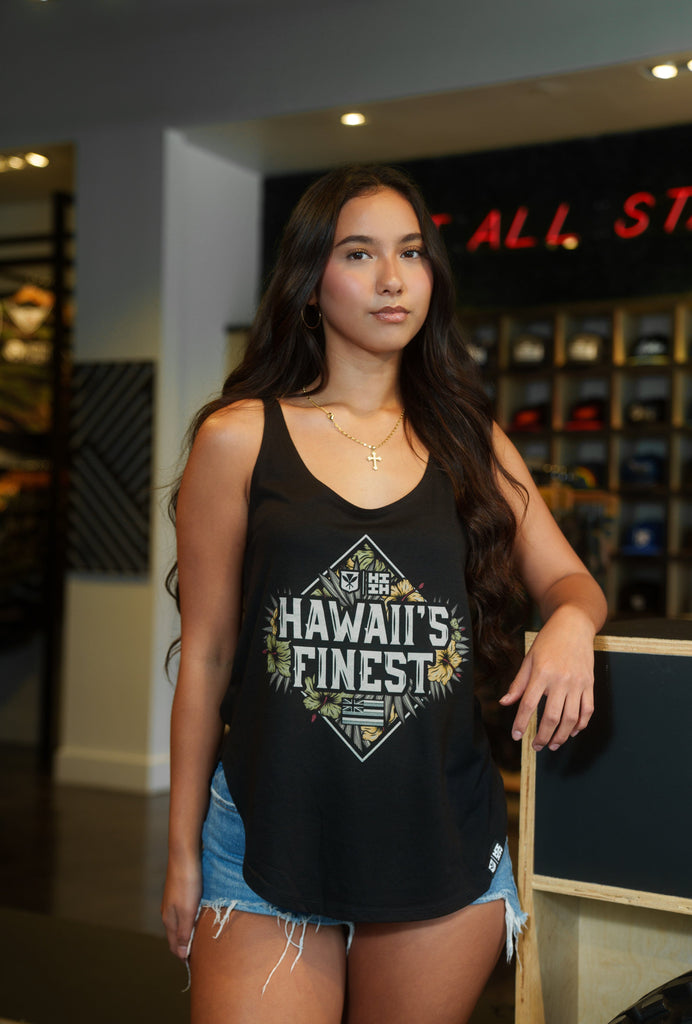 WOMEN'S TROPICAL CREST GOLD TOP Shirts Hawaii's Finest SMALL 