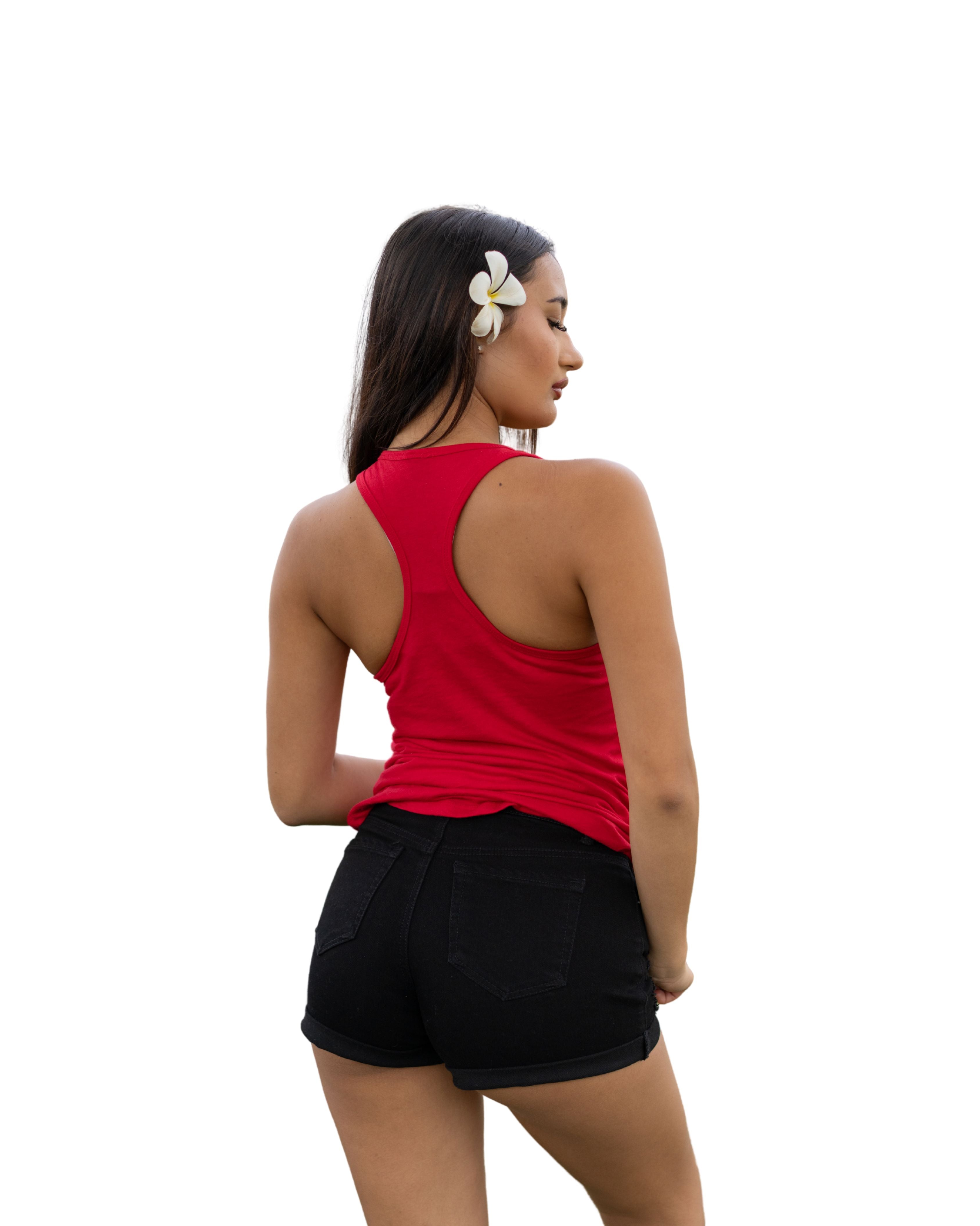 WOMEN'S TYPE LOGO RED TOP Shirts Hawaii's Finest 