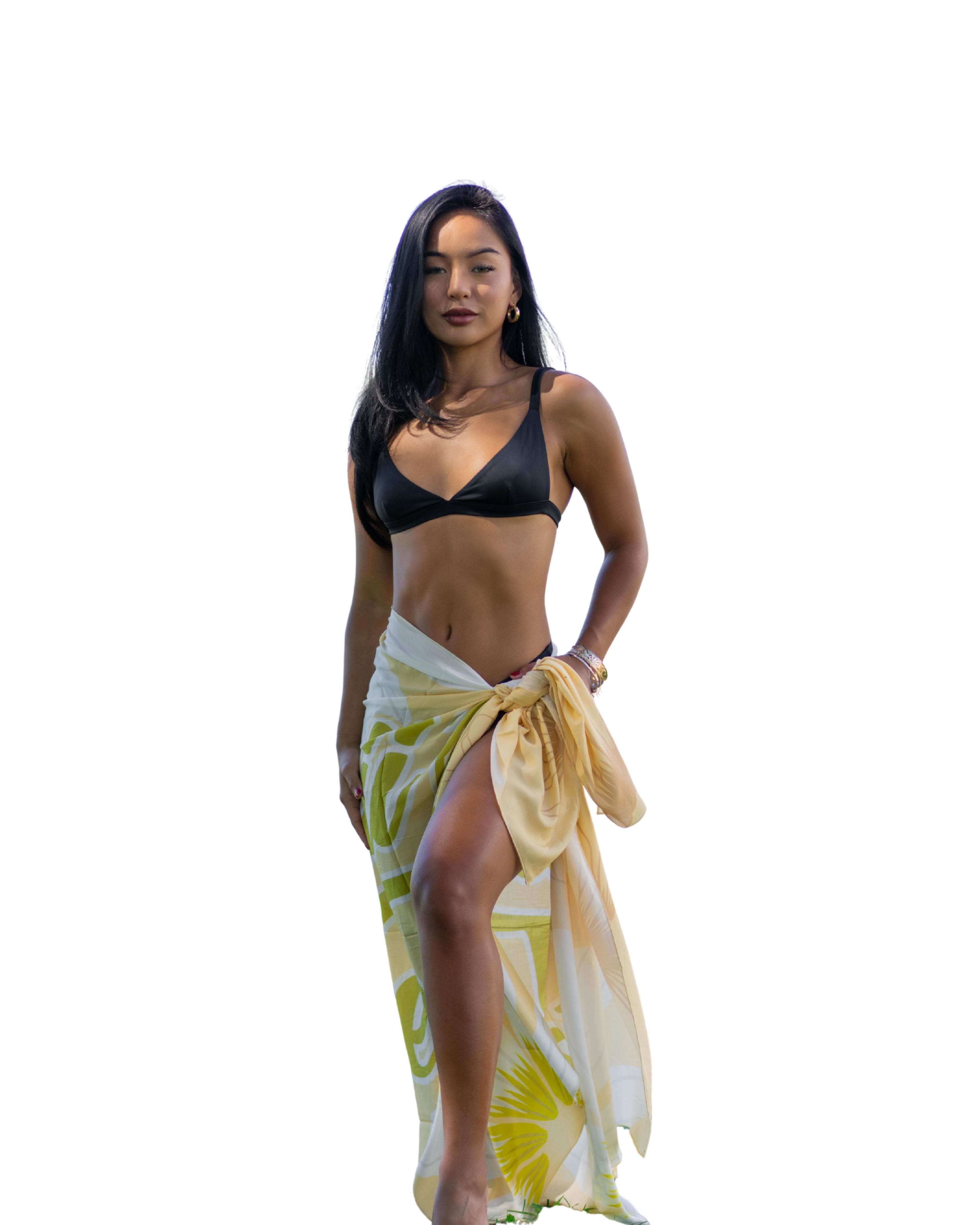 YELLOW FLORAL SCRIPT PAREO Hawaii's Finest 
