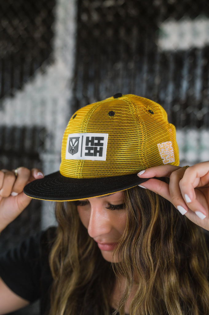 YELLOW MESH SIMPLE LOGO HAT Hat Hawaii's Finest 