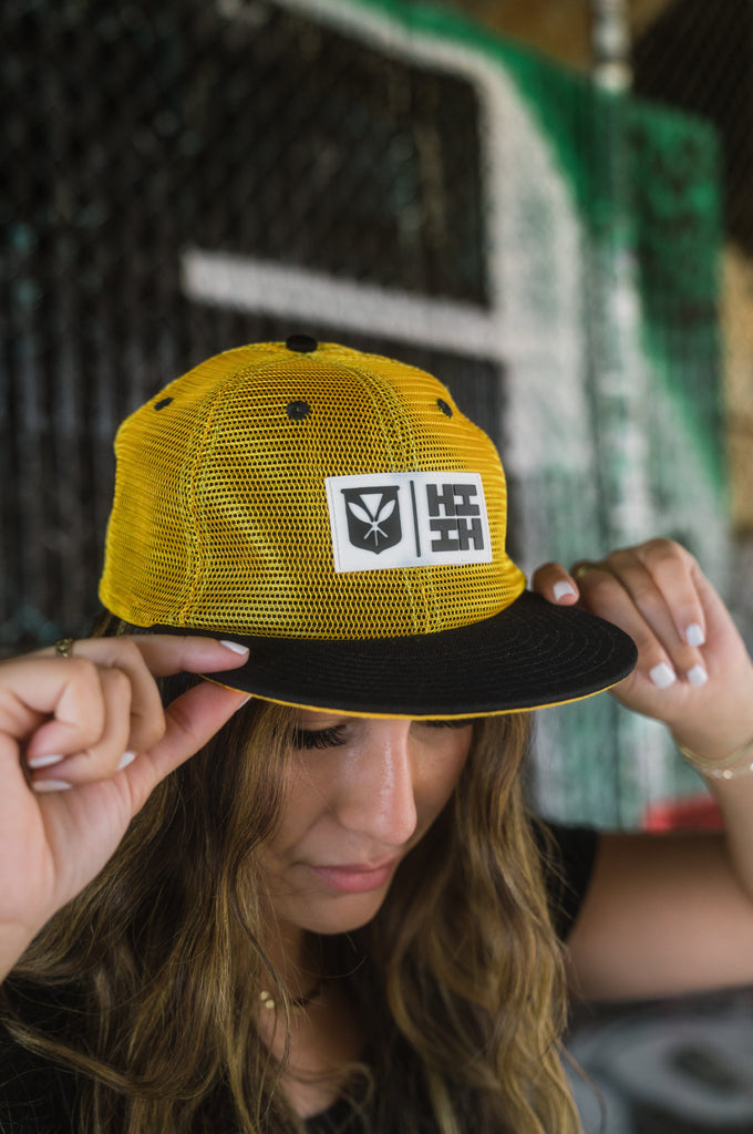 YELLOW MESH SIMPLE LOGO HAT Hat Hawaii's Finest 