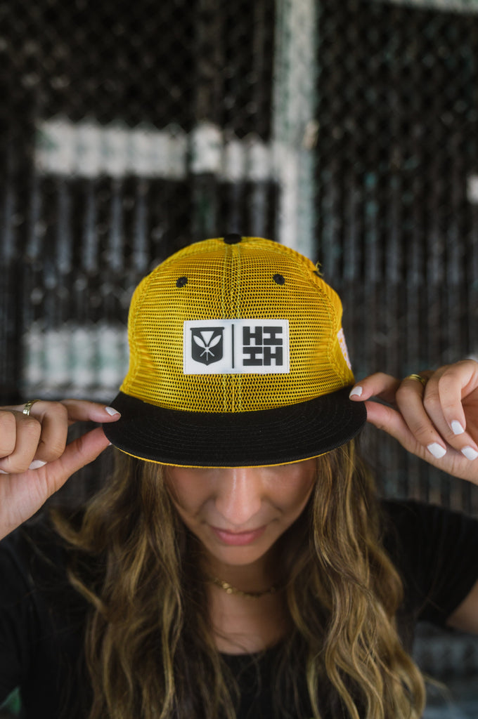 YELLOW MESH SIMPLE LOGO HAT Hat Hawaii's Finest 