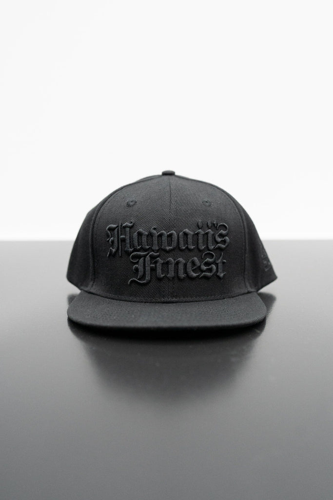 ALL BLACK OLD ENGLISH HAT Hat Hawaii's Finest 
