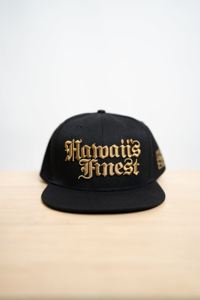 BLACK & GOLD OLD ENGLISH HAT Hat Hawaii's Finest 
