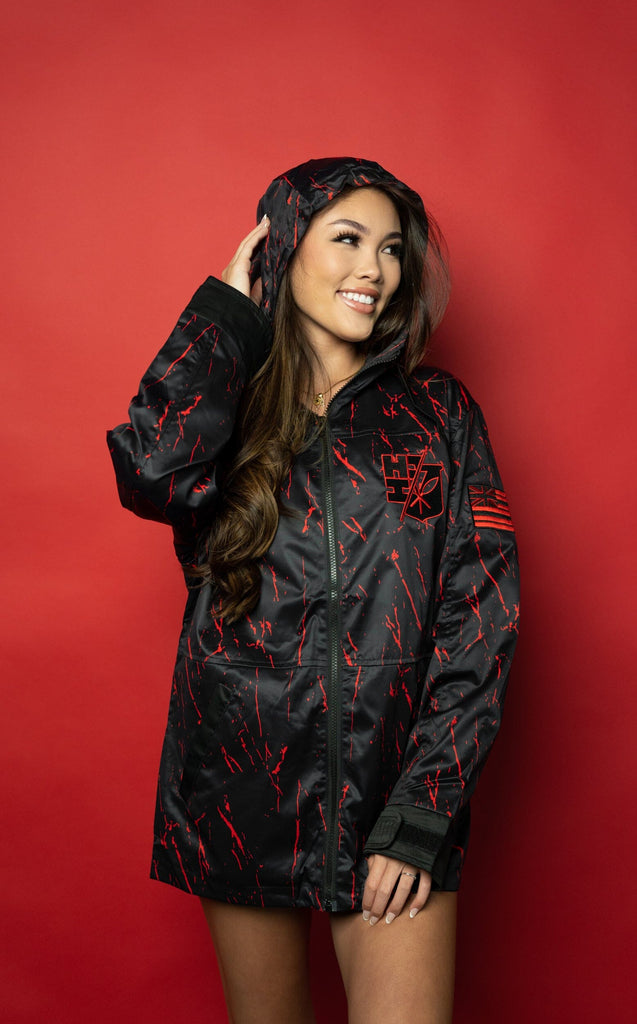 BLACK & RED MARBLE MILITARY JACKET Jacket Hawaii's Finest X-SMALL 