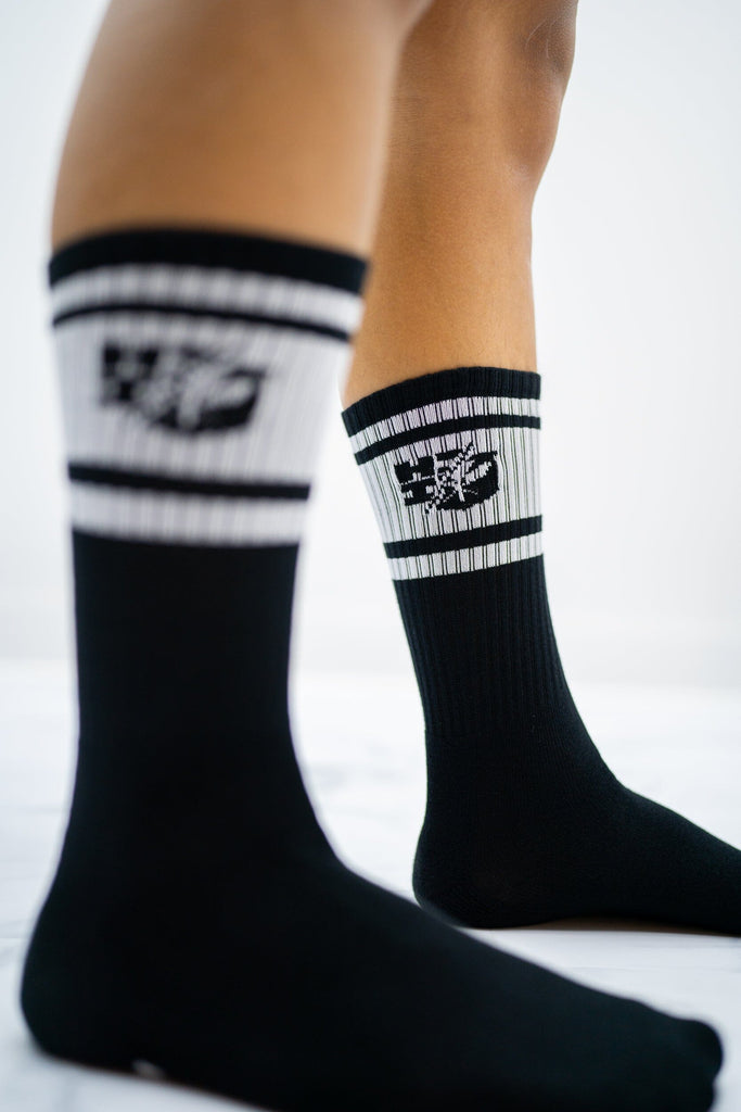 BLACK & WHITE SPLIT LOGO SOCKS Socks Hawaii's Finest 