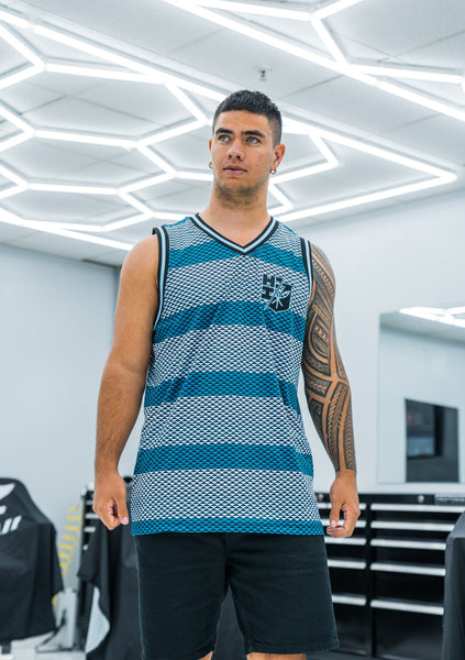 GRAY TRIBAL POLY FEST BASKETBALL JERSEY