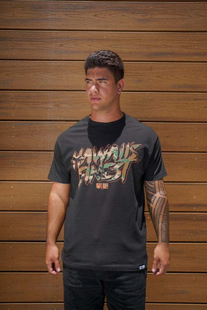 BRUSH CAMO SCRIPT WOODLAND T-SHIRT Shirts Hawaii's Finest MEDIUM 
