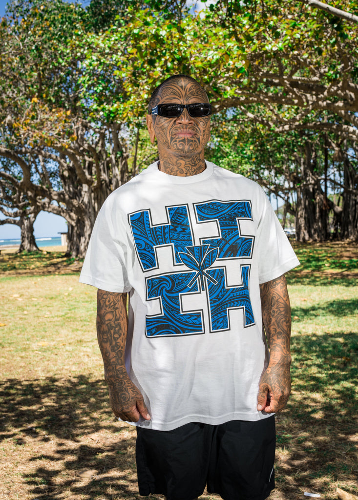 DARK BLUE BONG TRIBAL HIFI LOGO T-SHIRT Shirts Hawaii's Finest SMALL 