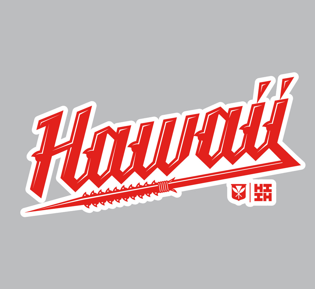 FULL COLOR STICKER - RED HAWAII SCRIPT Utility Hawaii's Finest 