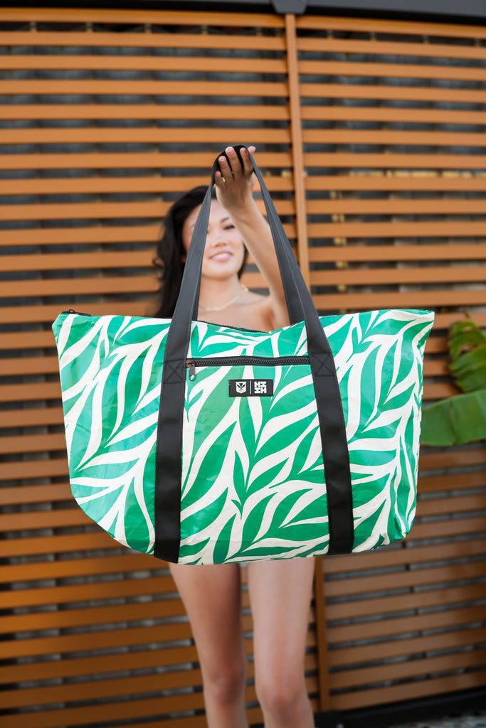 GREEN LEAVES HIFI-VEK TOTE & POUCH SET Bags Hawaii's Finest 