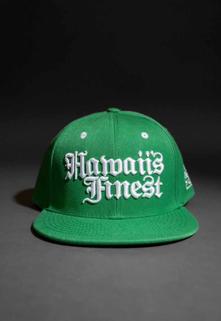 GREEN & WHITE OLD ENGLISH HAT Hat Hawaii's Finest 