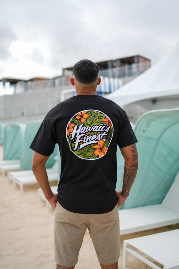 HIBISCUS CREST ARMY T-SHIRT Shirts Hawaii's Finest MEDIUM 